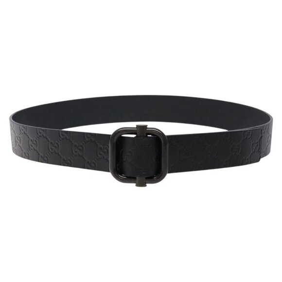 GUCCI GG Canvas Guccissima Belt Leather 41.7"" Black - Picture 1 of 15